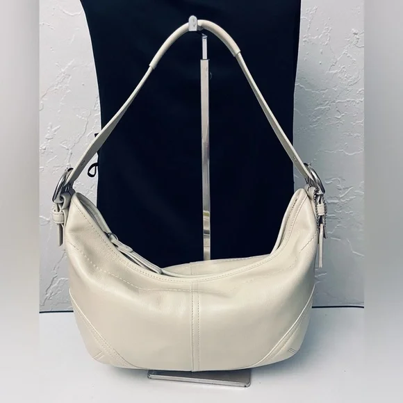 VINTAGE COACH SOHO CREAM/BEIGE HOBO LEATHER SHOULDER SHOULDER BAG  9464 - Picture 9 of 15